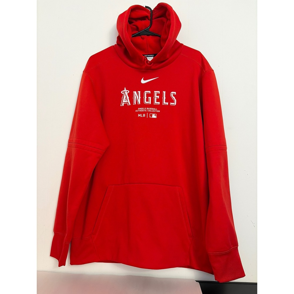 Nike Hoodie Mens Large Red‎ MLB Angels Baseball Therma-FIT Pullover Sporty